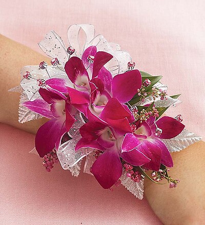 Orchid wrist corsage